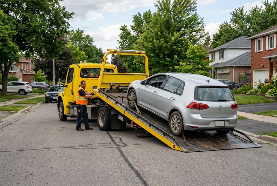 Tow truck loading a car